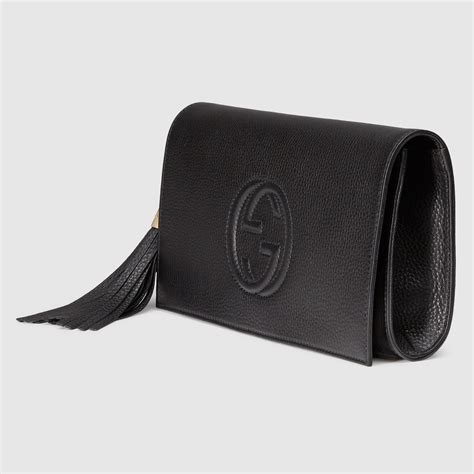 gucci soho black clutch|gucci embossed clutch.